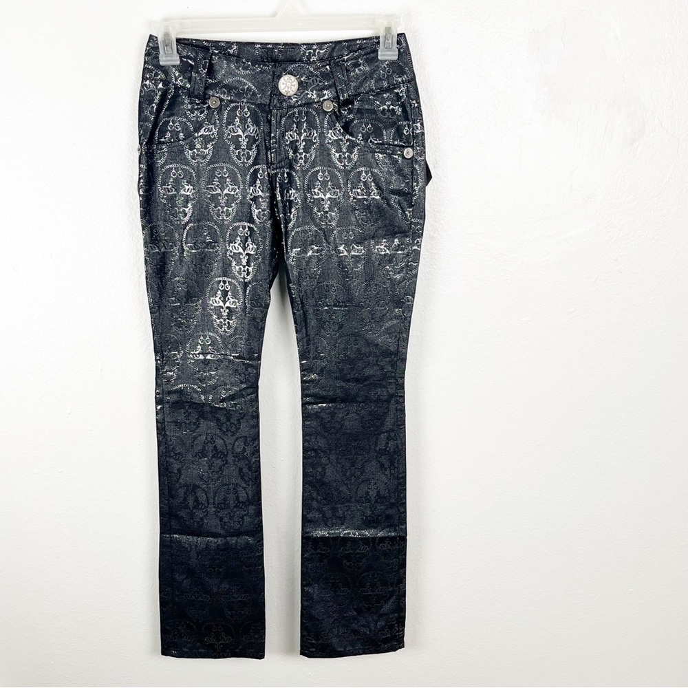 THOMAS WYLDE Black Metallic Skull Graphic Pants, Size 0